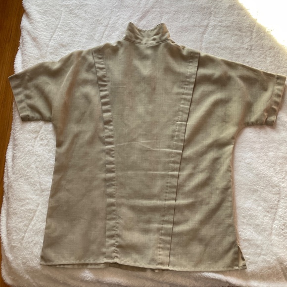 Brown Short sleeved linen Susan Van Heusen blouse - Picture 2 of 9
